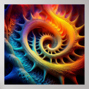 Affiche Un ensemble de Mandelbrot fractal à pointes dorées
