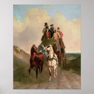 Affiche Un entraîneur et quatre sur une route ouverte