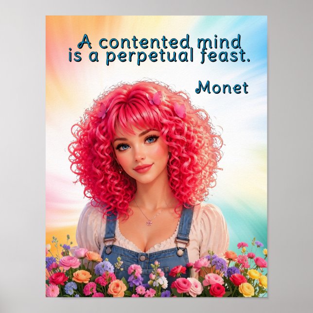 Affiche Un esprit satisfait est un festin perpétuel Citati (Devant)