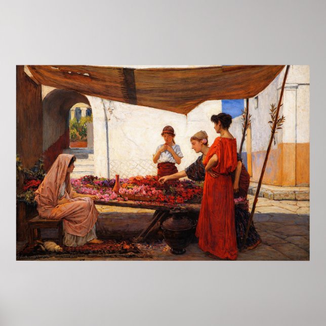 Affiche Un étal de fleurs par John William Waterhouse (Devant)