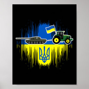 Affiche Un fermier ukrainien vole un char Drapeau ukrainie