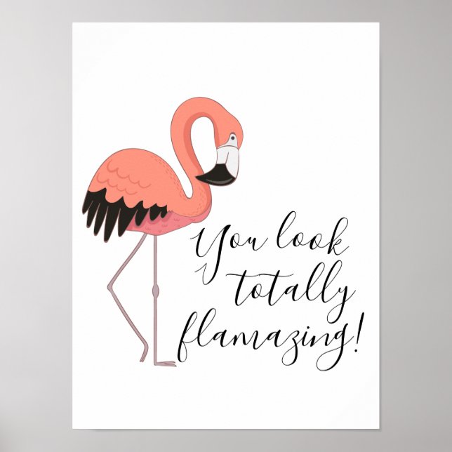 Affiche Un Flamant rose rose Sympa Totalement Flamazing (Devant)