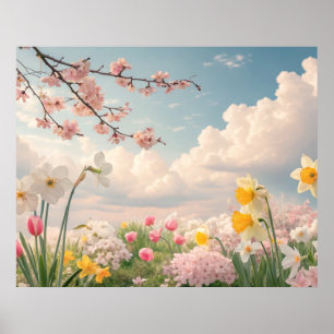 Affiche Un fond floral printanier
