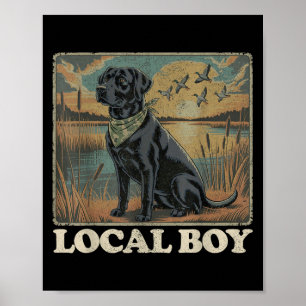 Affiche Un garçon local Black Lab Chasse Chien Marais Scèn