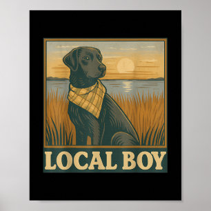 Affiche Un garçon local Black Lab Chasse Chien Marais Scèn