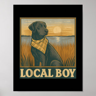 Affiche Un garçon local Black Lab Chasse Chien Marais Scèn