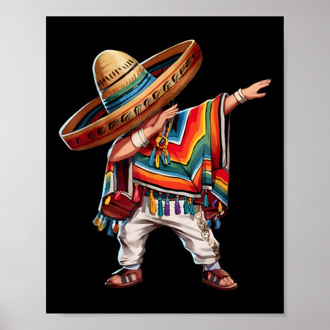 Affiche Un Garçon Mexicain Dabbing Poncho Funny Cinco De M (Devant)