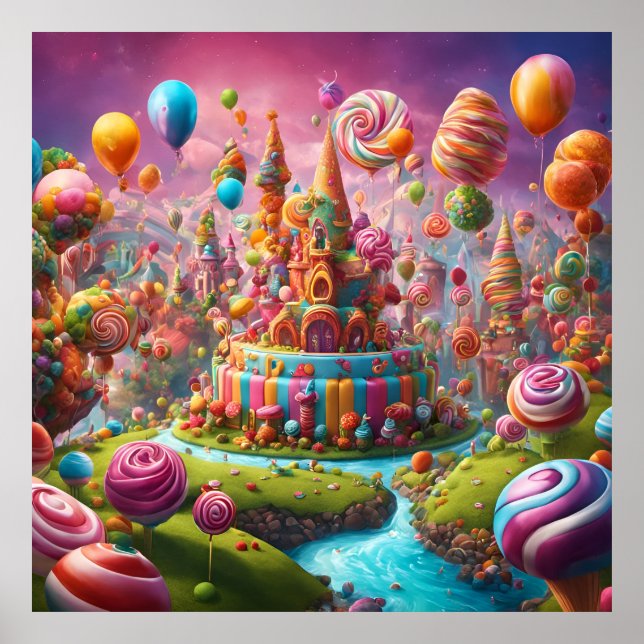 Affiche Un gâteau d'anniversaire de Candyland (Devant)