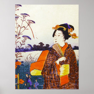 Affiche Un geisha par le bois de graveur japonais Ukiyo-E