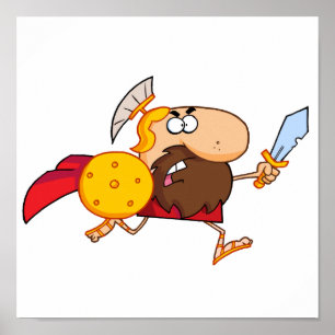 Affiche Un Gladiateur Spartiate drôle en marche