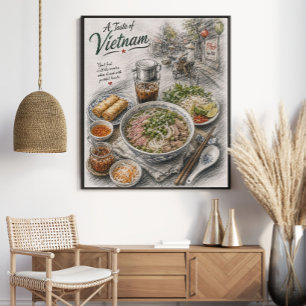 Affiche Un goût du Vietnam Pho vietnamien et rue