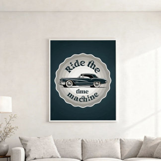Affiche Un graphisme de style badge avec voiture vintage à