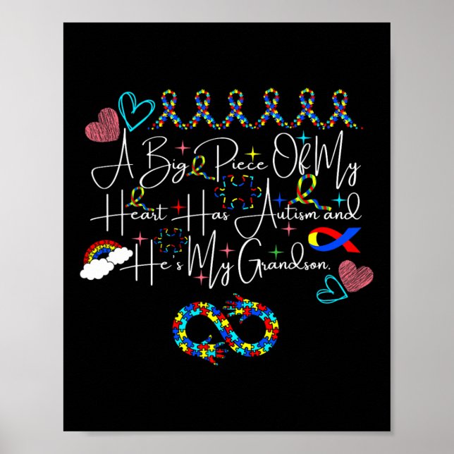 Affiche Un gros morceau de mon coeur a l'autisme et c'est  (Devant)