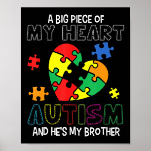 Affiche Un gros morceau de mon coeur a l'autisme Il est mo