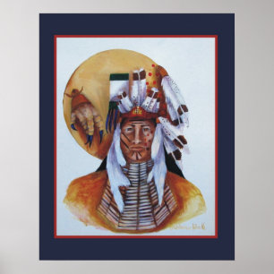 Affiche Un guerrier amérindien