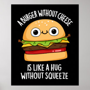 Affiche Un hamburger sans fromage amusant Nourriture Pun D