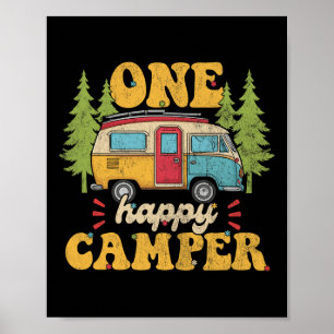 Affiche Un Happy Camper 1er Anniversaire Fête Rétro Mères