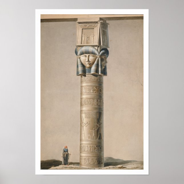 Affiche Un Hathor à la tête d'une colonne à Dendarah, illu (Devant)