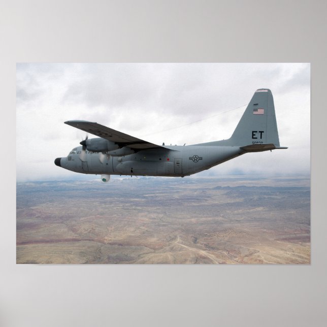 Affiche Un Hercules C-130 s'envole dans le ciel (Devant)