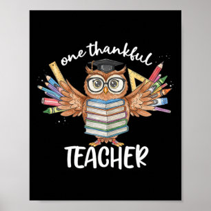 Affiche Un hibou enseignant reconnaissant pour Thanksgivin