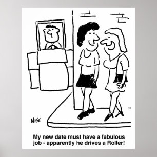 Affiche Un homme conduit un rouleau compresseur - dessin a