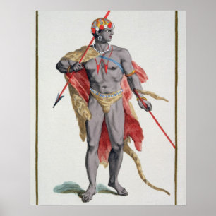 Affiche Un homme des Caraïbes, 1780 (gravure colorée