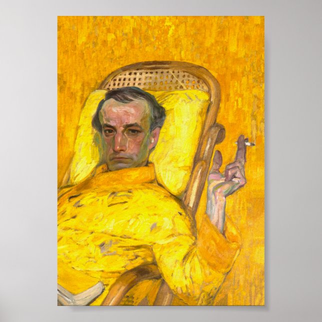Affiche Un homme fume une cigarette dans un portrait Vinta (Devant)