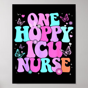 Affiche Un infirmier de l'Icu joyeux rétro groovy Pâques l