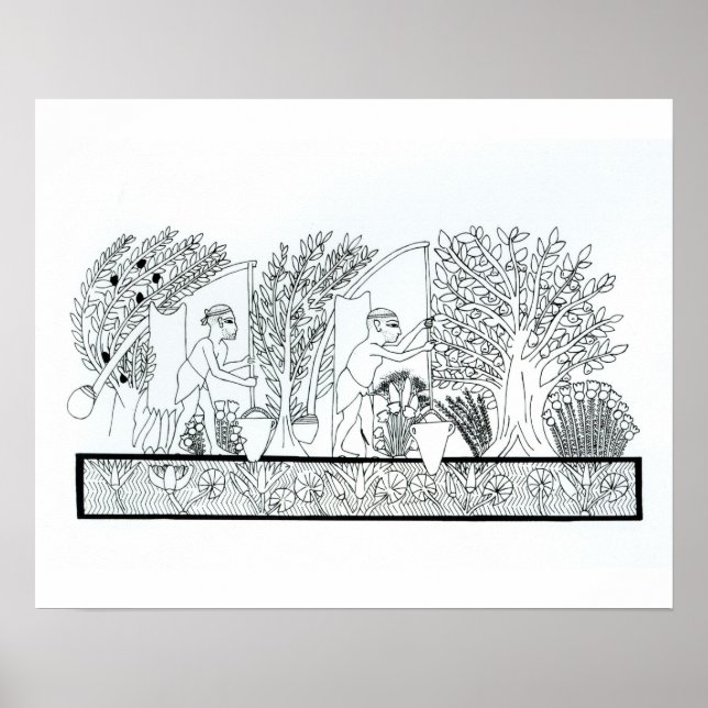 Affiche Un jardin égyptien antique (gravure) (photo : (Devant)