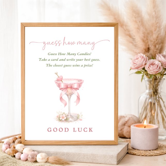 Affiche Un jeu pour Baby Shower Rose Tini One Devinez comb (Créateur téléchargé)
