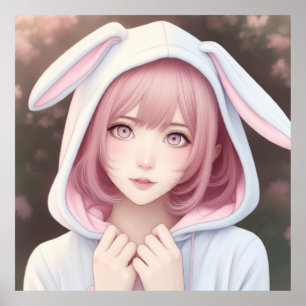 Affiche Un jeune personnage aux cheveux roses