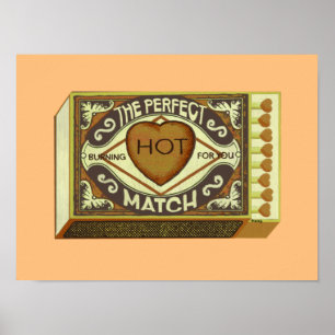 Affiche Un joli art vintage de matchbox rétro au coeur 