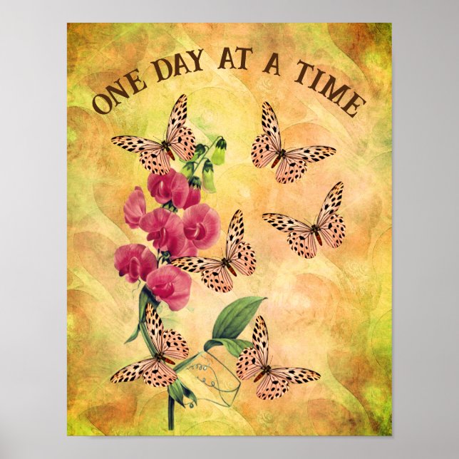 Affiche Un Jour À La Fleur De Papillon Inspirationnel (Devant)