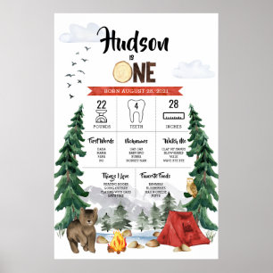 Affiche Un joyeux Camper 1er Anniversaire Jalon Graphique