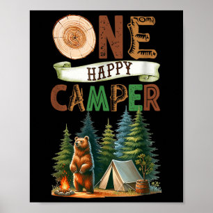Affiche Un Joyeux Camper Premier Anniversaire Famille Camp