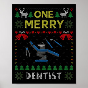 Affiche Un joyeux dentiste docteur dentaire Swe Noël laid