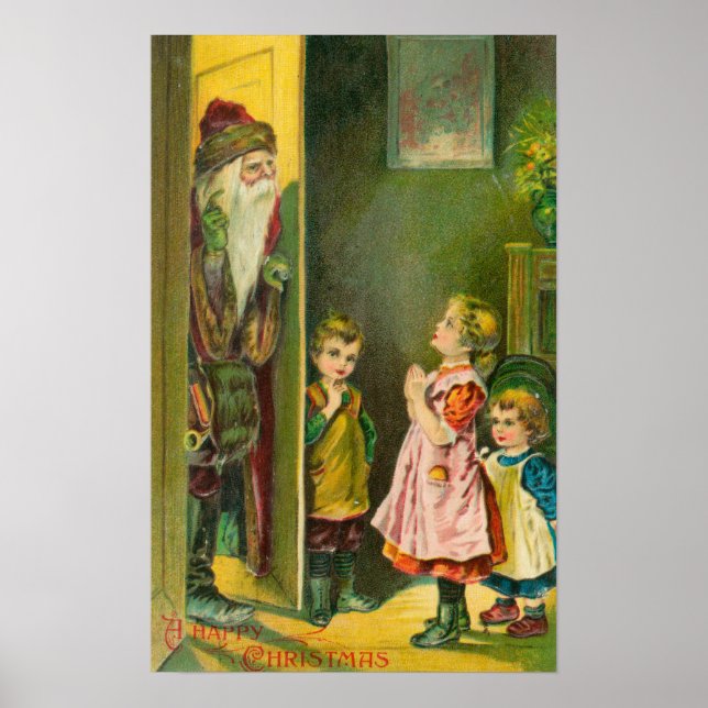 Affiche Un Joyeux Enfant De Noël Qui Lui Laisse Père Noël (Devant)