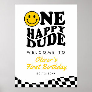 Affiche Un joyeux garçon de 1er anniversaire Sourire Visag