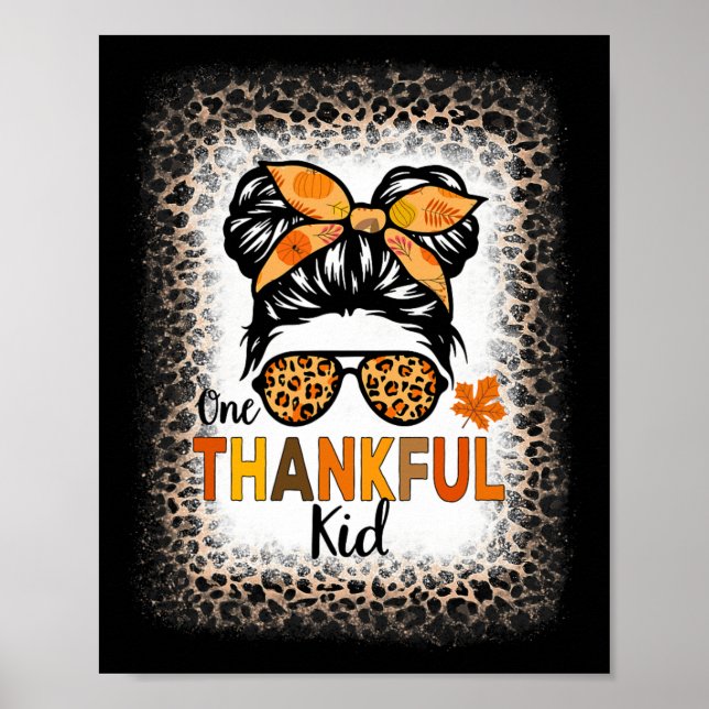 Affiche Un Joyeux Joyeux Thanksgiving Messy Bun Leopard Bl (Devant)