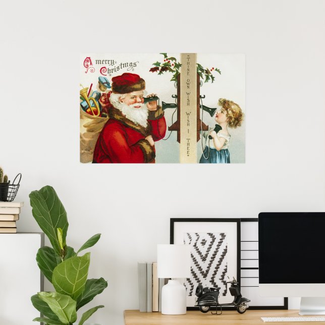 Affiche Un joyeux Noël Père Noël par Ellen Clapsaddle (Bureau à domicile)