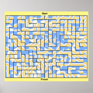 Affiche Un labyrinthe coloré bleu et jaune.