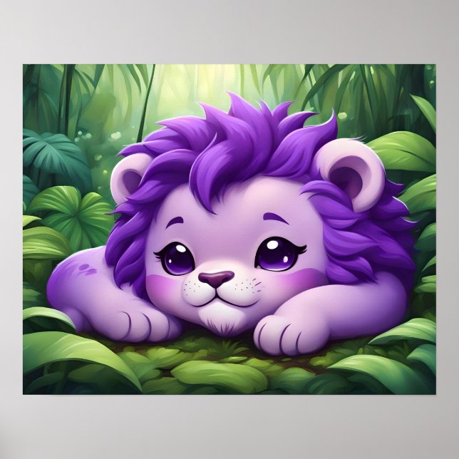 Affiche Un Lion mauve dans la jungle (Devant)