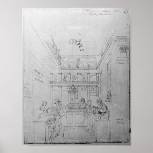 Affiche Un Liquor Shop de Londres, 1839 (Devant)