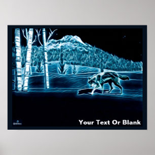 Affiche Un Loup Sur Neige