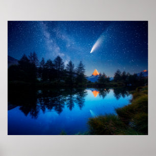 Affiche Un magnifique ciel étoilé au-dessus de la flèche d