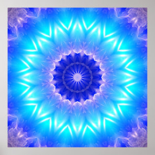 Affiche un mandala cyan pour le chakra de gorge