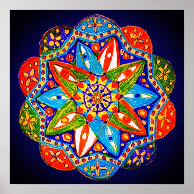 Affiche Un mandala vibrant  (Devant)