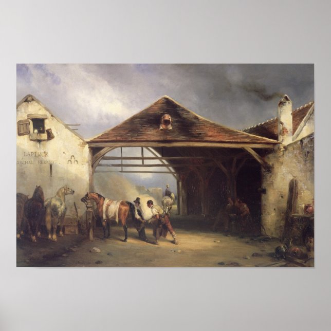 Affiche Un maréchal ferrant un cheval (Devant)
