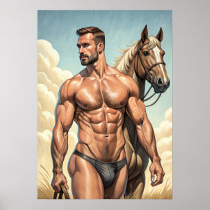 Affiche Un mec très chaud avec un cheval