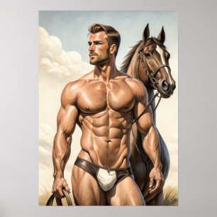 Affiche Un mec très chaud avec un cheval
